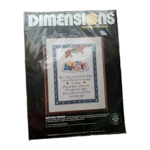 Vintage NOS Dimensions Bedtime Prayer Cross Stitch Kit 3556 Now I Lay Me Down…..